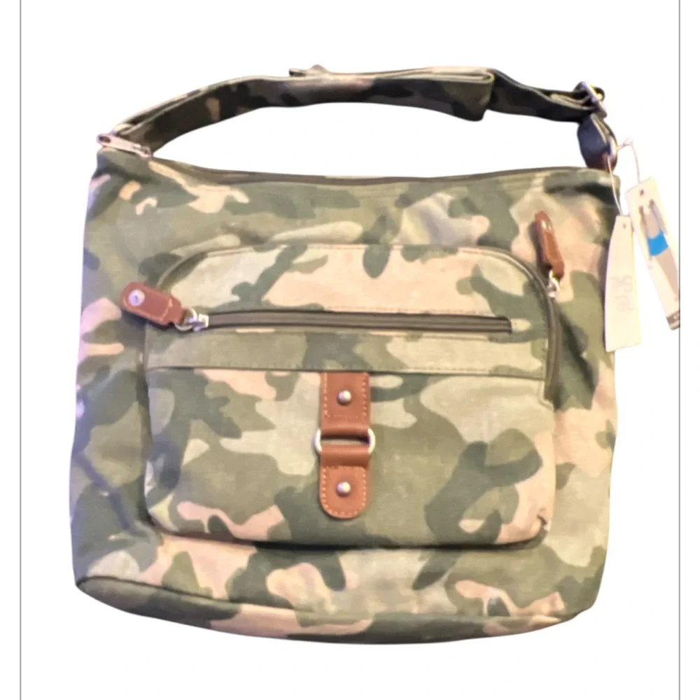 NWT Anita Camouflage‎ Crossbody Shoulder Bag Canvas Faux Leather One Size